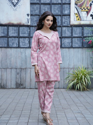 Stylish Pink Premium Linen Co-ord Set Geetha Creation
